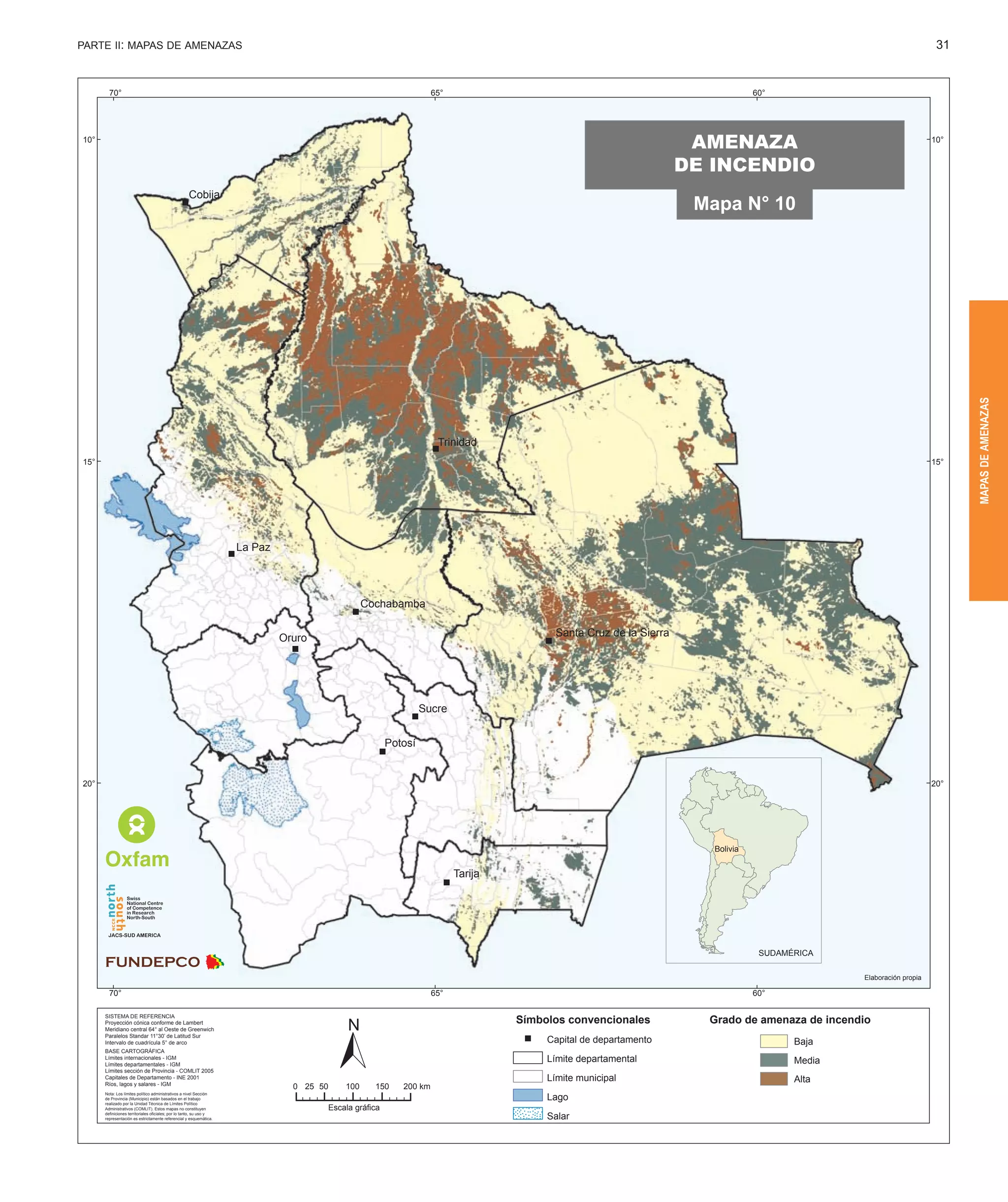 Mapa de riesgos ambientales en Bolivia
